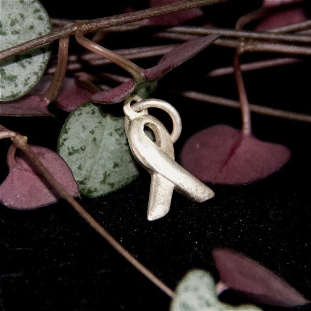 Sterling Silver Breast Cancer Awareness Ribbon Charm Pendant‎ 925 Hallmark